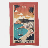 カスタムMonogram Ibiza，スペイン旅行ポスター キッチンタオル (縦)