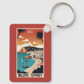カスタムMonogram Ibiza，スペイン旅行ポスター キーホルダー (裏面)