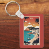 カスタムMonogram Ibiza，スペイン旅行ポスター キーホルダー (正面)