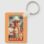 カスタムMonogram Ibiza，スペイン旅行ポスター キーホルダー (裏面)