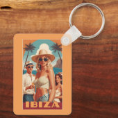 カスタムMonogram Ibiza，スペイン旅行ポスター キーホルダー (裏面)
