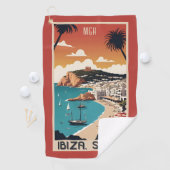 カスタムMonogram Ibiza，スペイン旅行ポスター ゴルフタオル (インサイチュ)