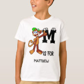 カスタムmonogram Mはサル用かわいいイラストレーション Tシャツ (正面)