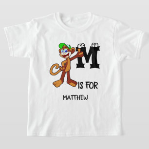 カスタムmonogram Mはサル用かわいいイラストレーション Tシャツ