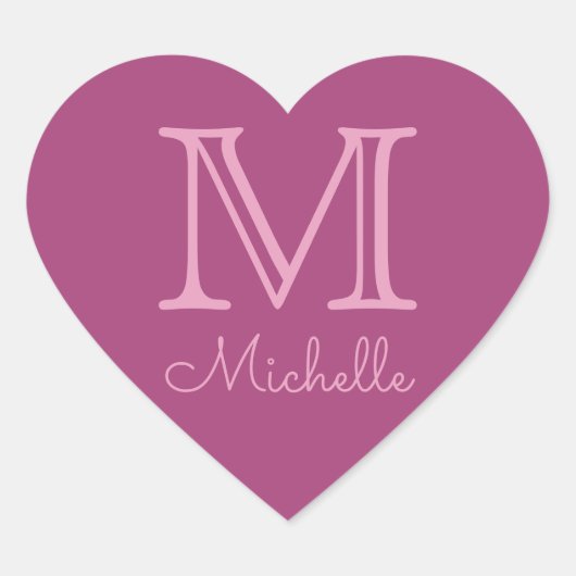 カスタムMonogram、Name & Colorスタンプ ハートシール (正面)
