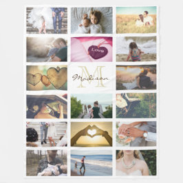 カスタムmonogramed写真のコラージュ フリースブランケット