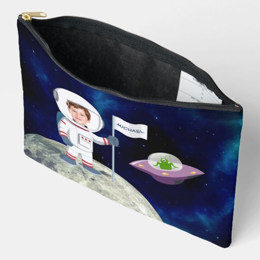 カスタムMoon Kidsのフォトスペースマン アクセサリーポーチ (見開き)