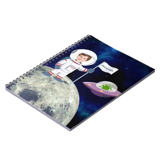 カスタムMoon Kidsのフォトスペースマン ノートブック (左側)