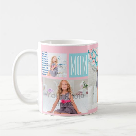 カスタムMothers DayフォトコラージュPink/Blue コーヒーマグカップ (左)