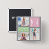 カスタムMothers DayフォトコラージュPink/Green/Gray 缶バッジ (正面&裏面)