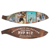 カスタムMVPプレイヤー番号フォトコラージュウードグレイン バスケットボール (パネル)