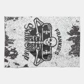 カスタムNAMEスカル・スケートボードスケートショップ キッチンタオル (横)