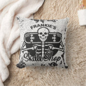 カスタムNAMEスカル・スケートボードスケートショップ クッション (ブランケット)