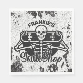 カスタムNAMEスカル・スケートボードスケートショップ スタンダードランチョンナプキン
