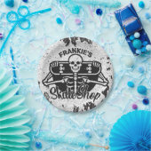 カスタムNAMEスカル・スケートボードスケートショップ ペーパープレート (パーティー)