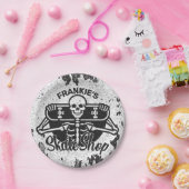 カスタムNAMEスカル・スケートボードスケートショップ ペーパープレート (パーティー)