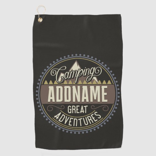 カスタムNAMEファミリーキャンプトリップキャンプ懇親会 ゴルフタオル (正面)