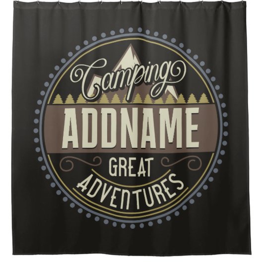 カスタムNAMEファミリーキャンプトリップキャンプ懇親会 シャワーカーテン (正面)