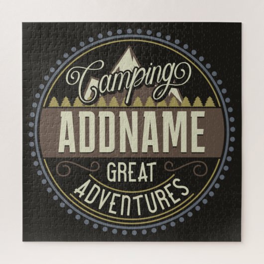 カスタムNAMEファミリーキャンプトリップキャンプ懇親会 ジグソーパズル (縦)
