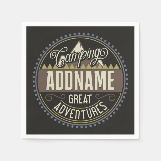 カスタムNAMEファミリーキャンプトリップキャンプ懇親会 スタンダードカクテルナプキン (正面)