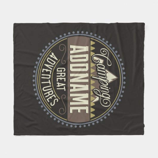 カスタムNAMEファミリーキャンプトリップキャンプ懇親会 フリースブランケット (正面(横))