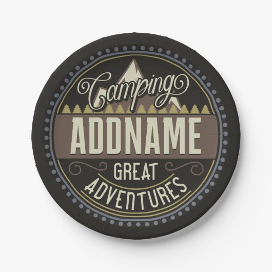 カスタムNAMEファミリーキャンプトリップキャンプ懇親会 ペーパープレート (正面)