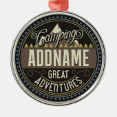 カスタムNAMEファミリーキャンプトリップキャンプ懇親会 メタルオーナメント (正面)