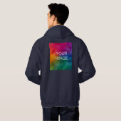 カスタムNavy Blue Add Imageロゴテンプレート パーカ (裏面フル)