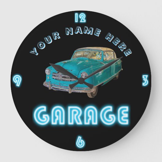 カスタムNEON GARAGE CLOCK名車を追加 ラージ壁時計 (正面)