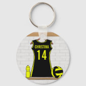 カスタムNetball Uniform black yellow キーホルダー (正面)