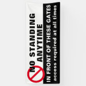 カスタムNo standing anytime Sign Banner Black Red 横断幕 (縦)