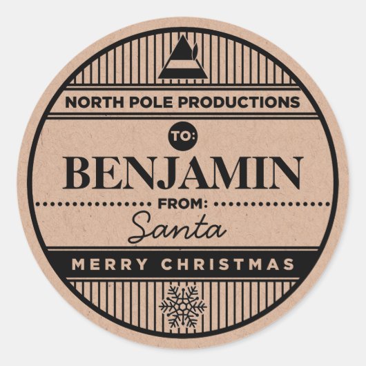 カスタムNorth Pole Productions Christmas Stickers ラウンドシール (正面)