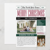 カスタムNorth Pole Times新聞クリスマスフォト シーズンカード (正面/裏面)