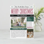 カスタムNorth Pole Times新聞クリスマスフォト シーズンカード (スタンド正面)