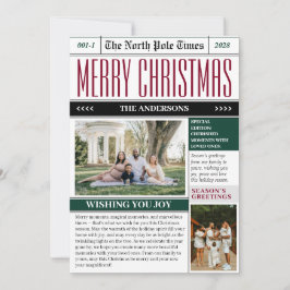カスタムNorth Pole Times新聞クリスマスフォト シーズンカード