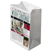 カスタムNorth Pole Times新聞クリスマスフォト ミディアムペーパーバッグ (裏面アングル)