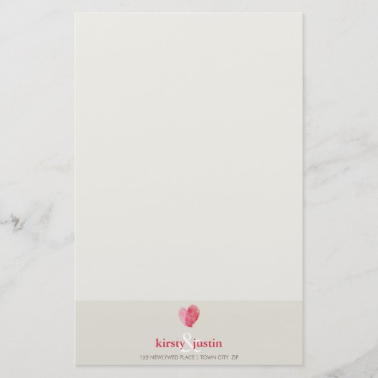 カスタムNOTEかわいい指モダン印ハート 便箋 (正面)