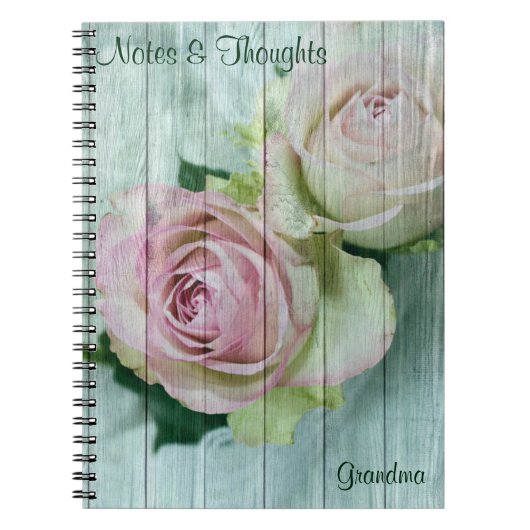 カスタムNotebook Journal、Shabby Chic Pink Roses ノートブック (正面)