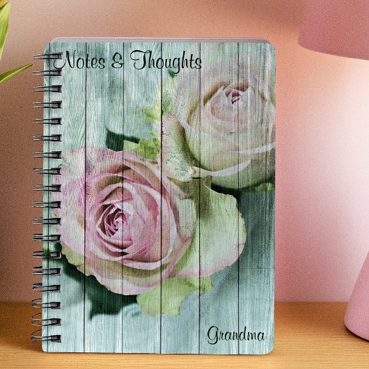 カスタムNotebook Journal、Shabby Chic Pink Roses ノートブック