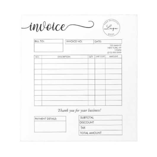 カスタムNotepadのロゴ請求書 ノートパッド (正面)