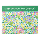 カスタムNotepadまたはJotter、Primroses、Forest Green ノートパッド (正面)