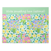 カスタムNotepadまたはJotter、Primroses、Mint Green ノートパッド (正面)