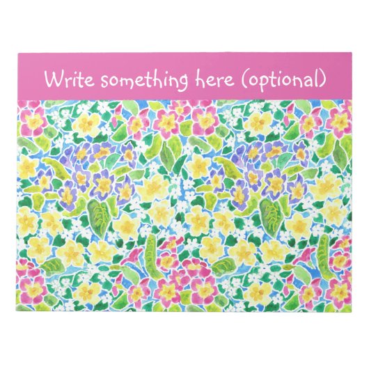 カスタムNotepadまたはJotter、Primroses、Pinkかわいらし ノートパッド (正面)