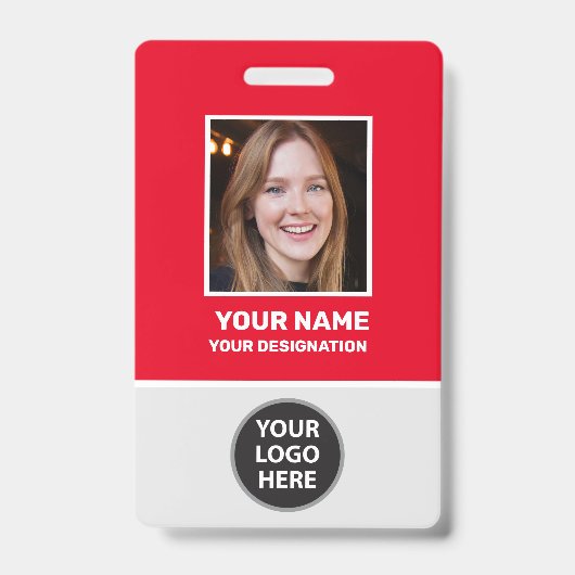 カスタムOffice社員写真、バーコード、ロゴ、名前 バッジ (正面)