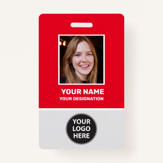 カスタムOffice社員写真、バーコード、ロゴ、名前 バッジ (正面)