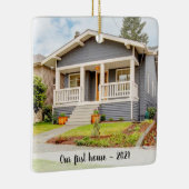 カスタムOur First House Photo With Year セラミックオーナメント (右)
