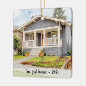 カスタムOur First House Photo With Year セラミックオーナメント (左)