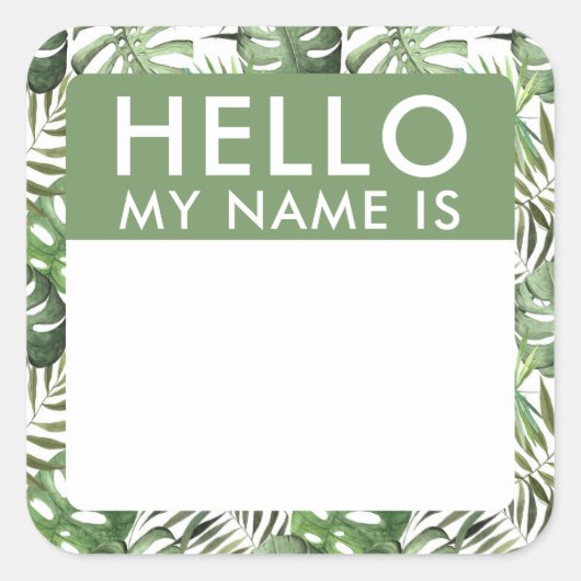 カスタムPalm Leafこんにちは私の名前はStickers スクエアシール (正面)