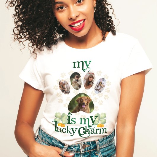 カスタムPaw Photos Dog St Patrick's Day Tシャツ