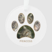 カスタムPaw Print Cat Name Year Photo Collage オーナメント (正面)